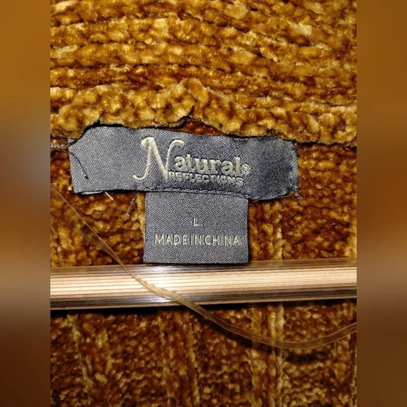 Natural Reflections Cozy Gold Cardigan size Large Soft Fuzzy - Picture 5 of 7